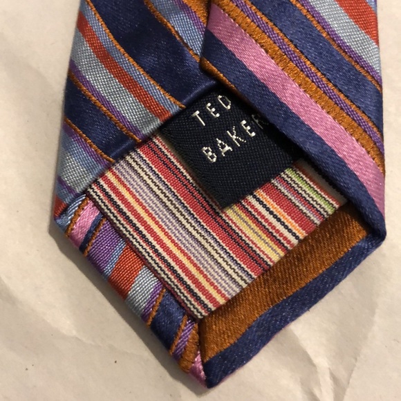 Ted Baker Striped Tie - Blue Multi - Picture 4 of 8